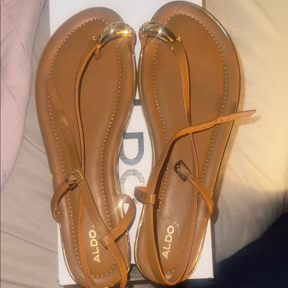 Aldo Tan Sandals Minimalist Flat Design